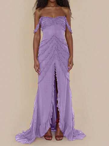 Strapless Mermaid Formal Evening Dress With Ear-Like Hemline And High Slit For Women