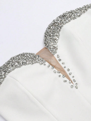 Strapless Mesh Mini Dress Sexy Party Noble Women Clothing