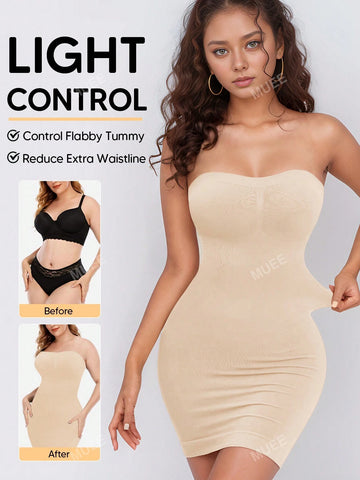 Strapless Shapewear Slips For Tummy Control Women's Full Slip Under Dresses Body Shaper Seamless