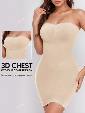 Strapless Shapewear Slips For Tummy Control Women's Full Slip Under Dresses Body Shaper Seamless