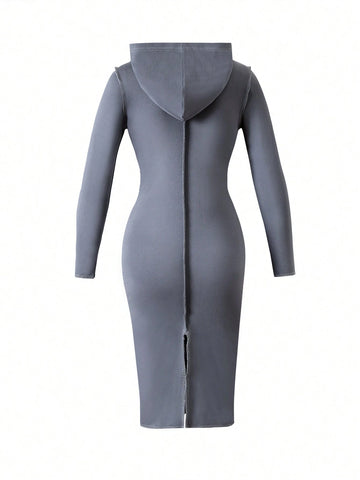 Streecool Kids Mother-Daughter Matching Casual All-Match Solid Color Splice Design Turtleneck Comfortable Knit Long Sleeve Fitted Dress