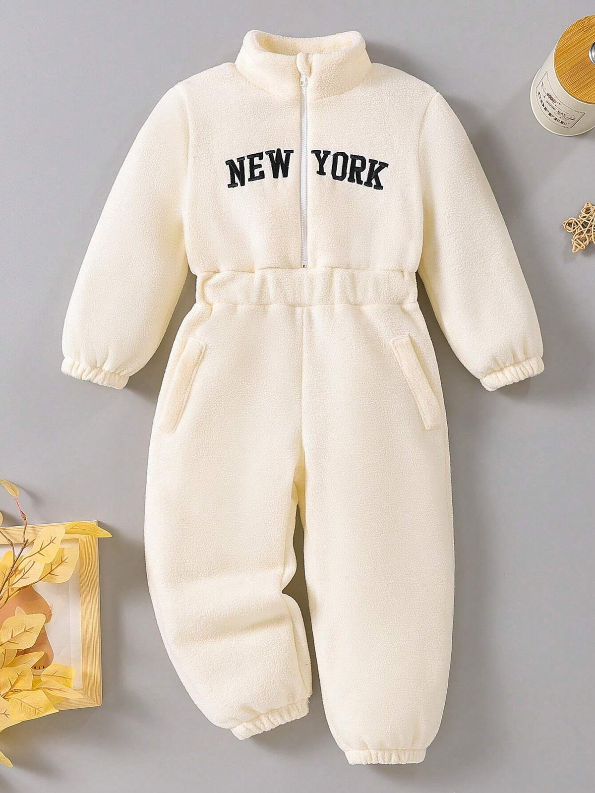 Streecool Kids Young Girl Casual Thicken Fleece Tracksuit Set, High Collar Zipper Hoodie With Drawstring Pants