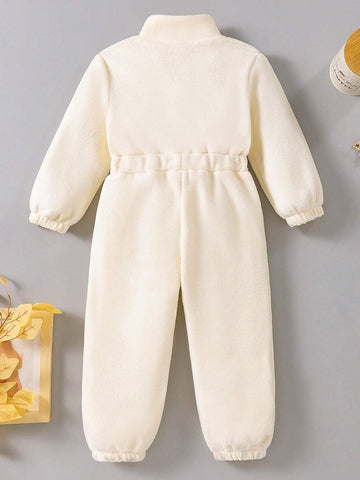 Streecool Kids Young Girl Casual Thicken Fleece Tracksuit Set, High Collar Zipper Hoodie With Drawstring Pants