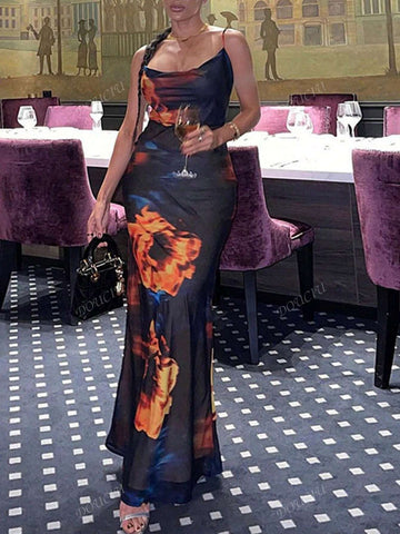 Street Style Sexy Backless Bodycon Dress With Graphic Print