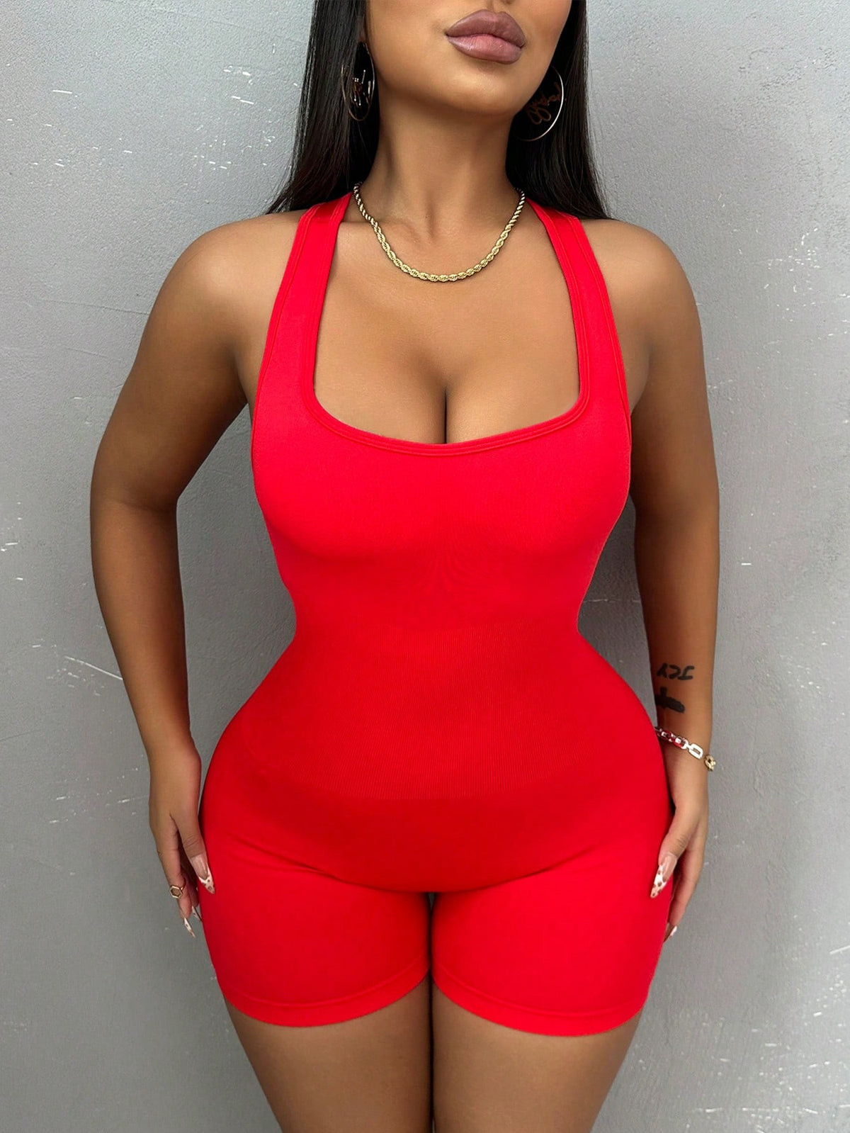 Street Style Women's U-Neck Jumpsuit, Figure Flattering