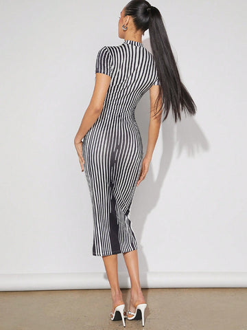 Striped Body Heat Map Bodycon Dress