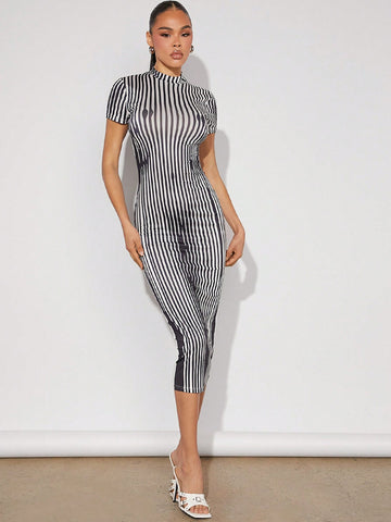 Striped Body Heat Map Bodycon Dress