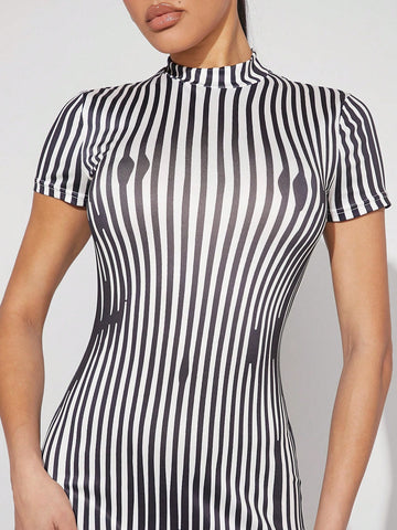 Striped Body Heat Map Bodycon Dress