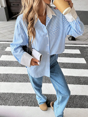 Striped Long Sleeve Shirt, Casual & Fashionable For Everyday Wear