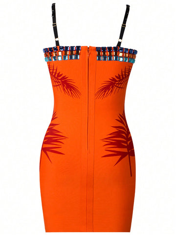 Studded Beaded Cami Bandage Dress, Heavy Duty