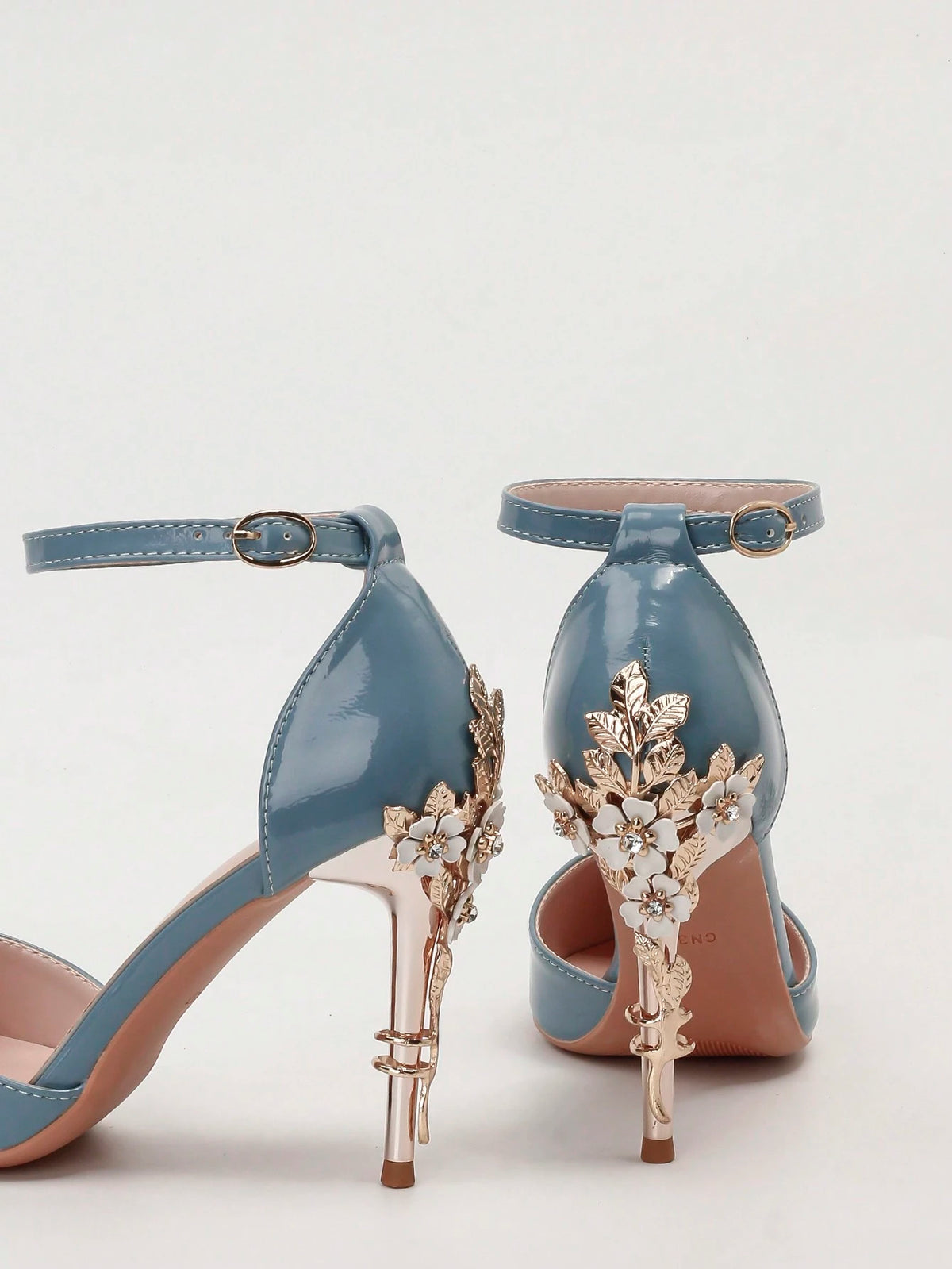 Stylish And Sexy Women's High Heels With Metal Rhinestones, Pointed Toe One-Strap Design