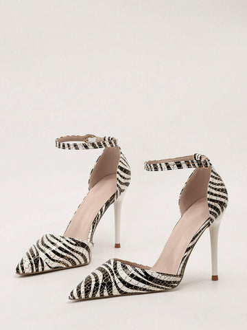 Stylish European & American Fashion Simplistic Super High Heel Pointed Toe Hollow-Out One-Strap High Heel Sandals