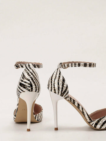 Stylish European & American Fashion Simplistic Super High Heel Pointed Toe Hollow-Out One-Strap High Heel Sandals