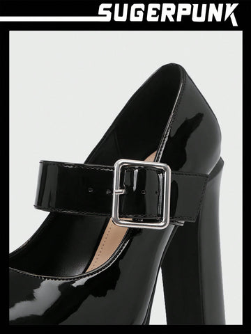 Sugerpunk Y2K Women's Y2K Black High Heel High Platform Fashion Shoes