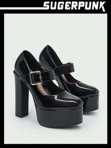 Sugerpunk Y2K Women's Y2K Black High Heel High Platform Fashion Shoes