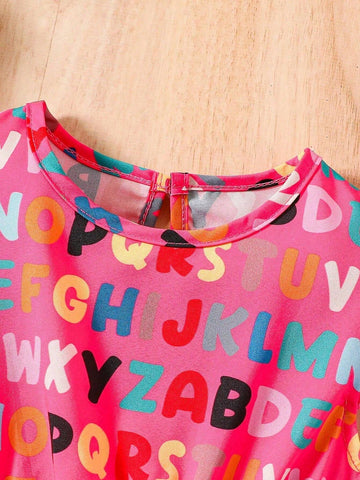 Summer 2024 Girls Dress Girls Cute Dress Letter Print