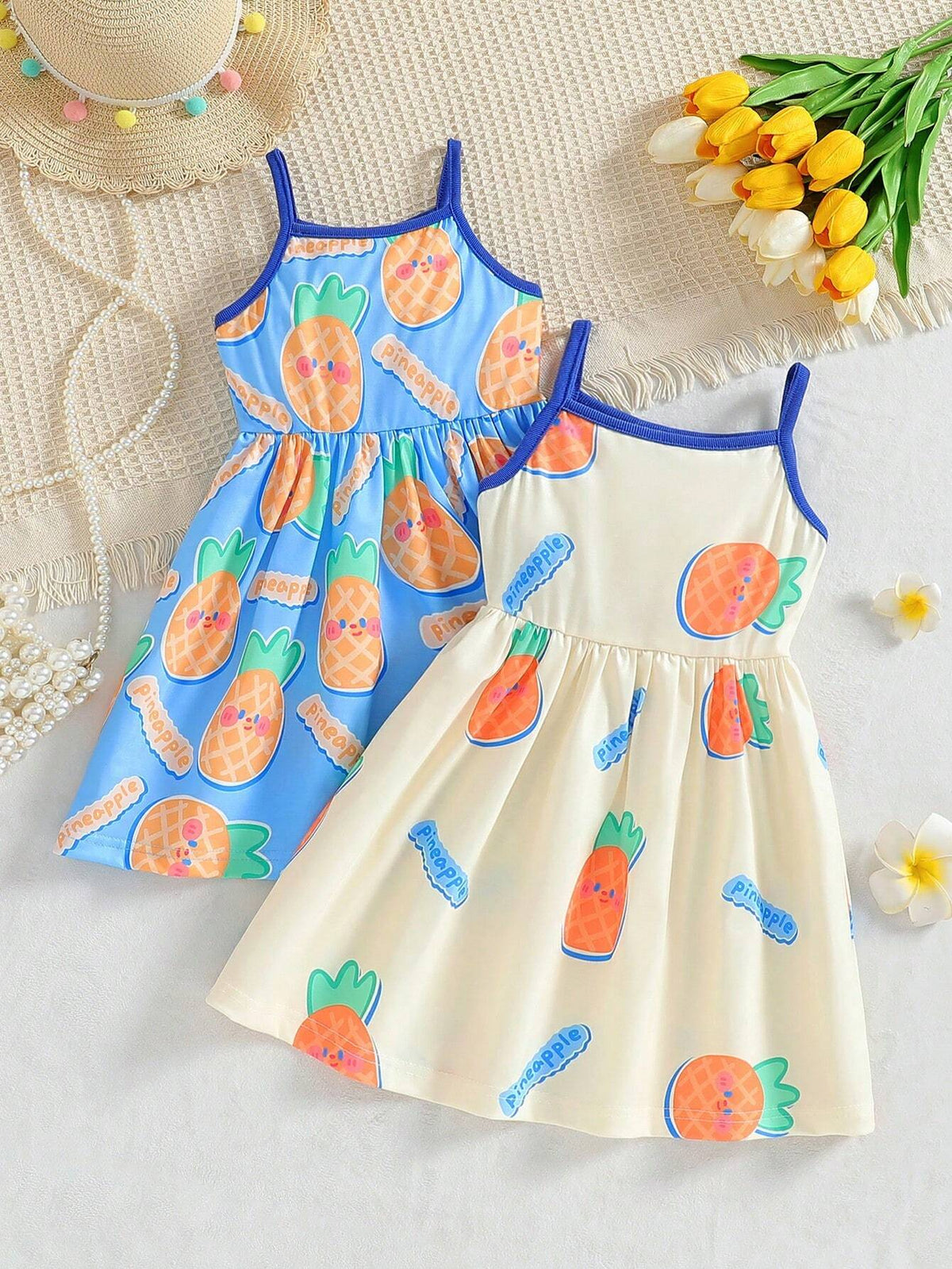 Summer Casual And Cute 2-Piece Cami Dress For Toddler Girls