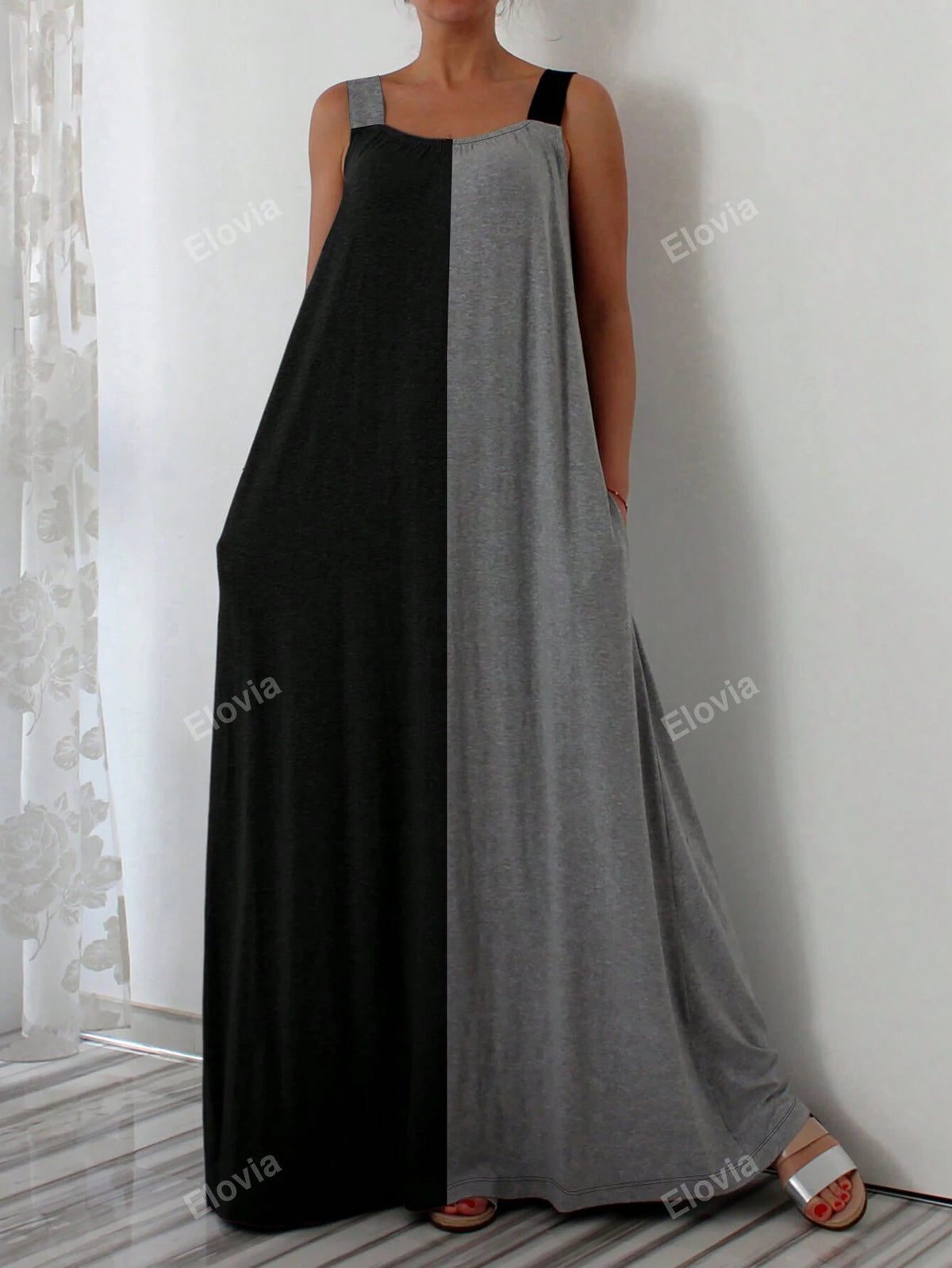 Summer Casual Color Block Loose Sleeveless Dress