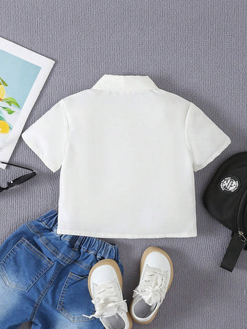Summer Change-Of-Season Young Girls' White Short-Sleeved Casual Shirt For Summer