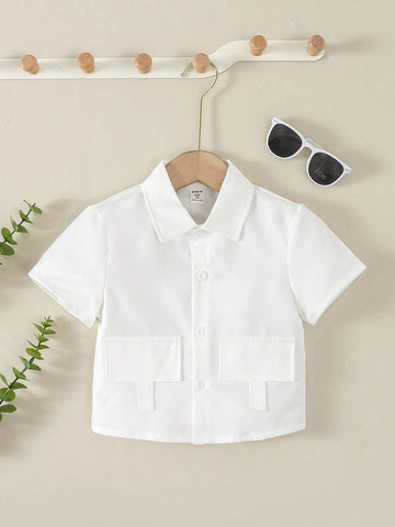 Summer Change-Of-Season Young Girls' White Short-Sleeved Casual Shirt For Summer