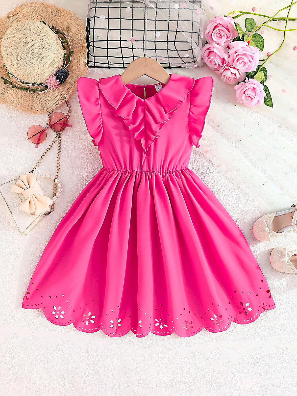 Summer Children's Clothing Girls' Cute Butterfly Mesh Skirt Elegant Fashion Dress