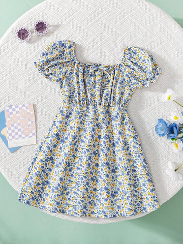 Summer Countryside Ditsy Floral Dress, Cute Princess Dress For Baby Girl