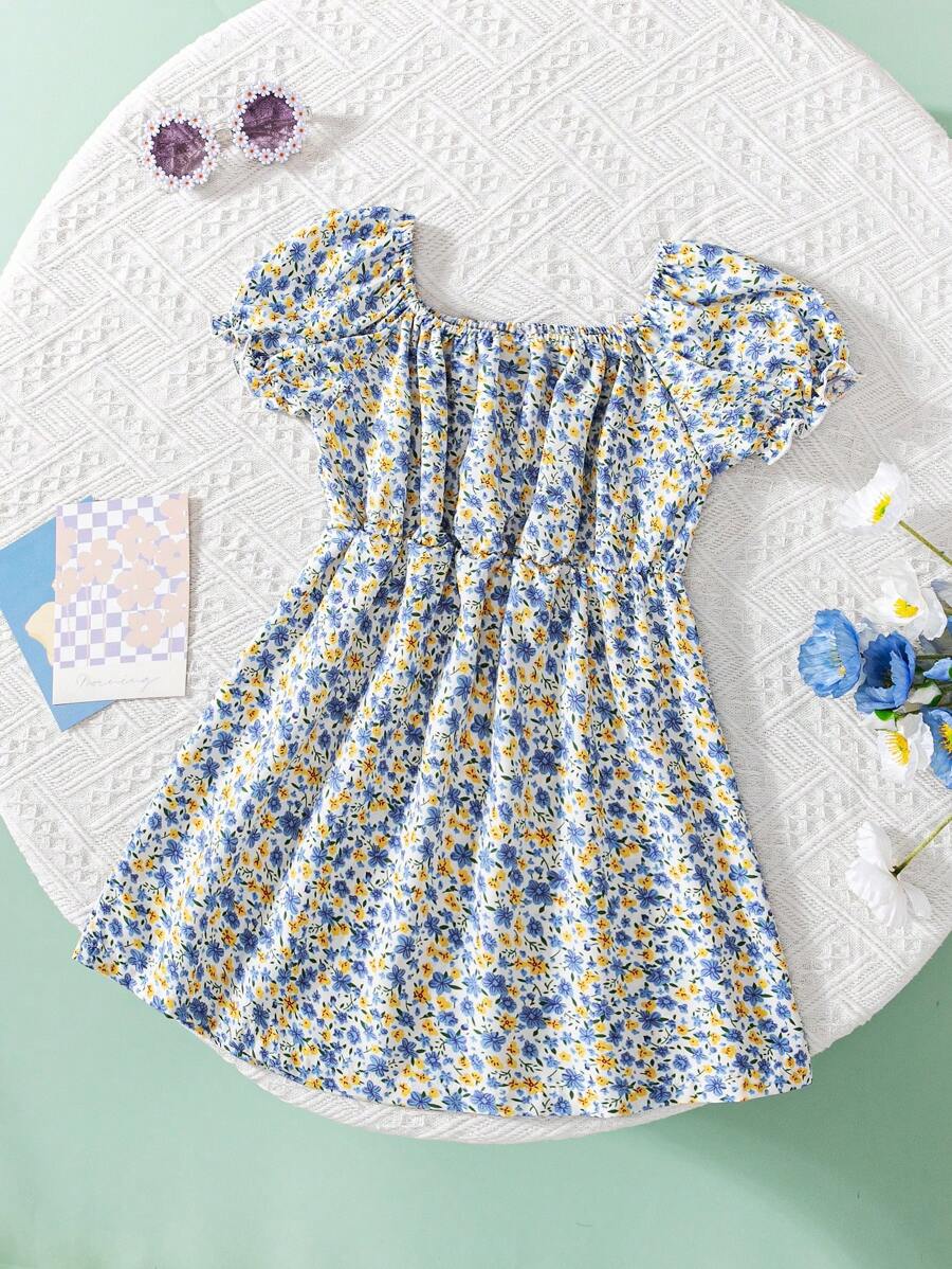 Summer Countryside Ditsy Floral Dress, Cute Princess Dress For Baby Girl