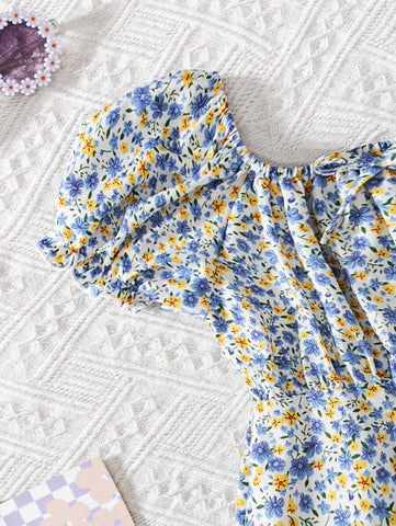 Summer Countryside Ditsy Floral Dress, Cute Princess Dress For Baby Girl