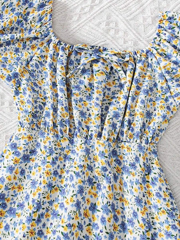 Summer Countryside Ditsy Floral Dress, Cute Princess Dress For Baby Girl