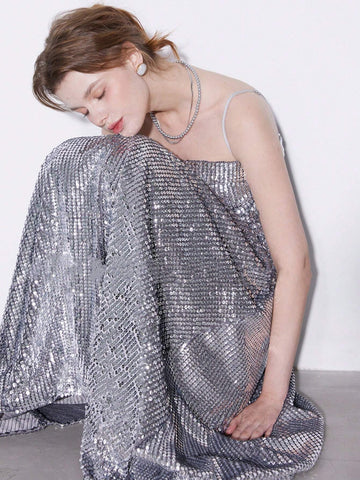 Summer Dress With Glitter Trim, Pleated, High Waisted Adjustable Straps