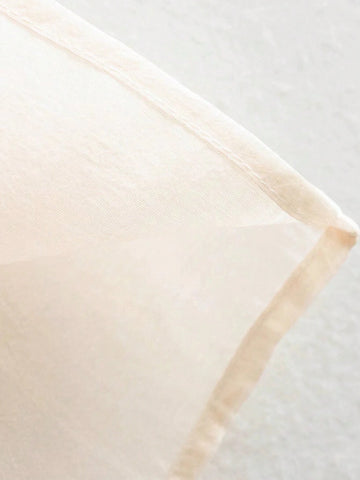 Summer Elegant Apricot Stand Collar Semi-Sheer Sleeveless Blouse With  Sash Belt