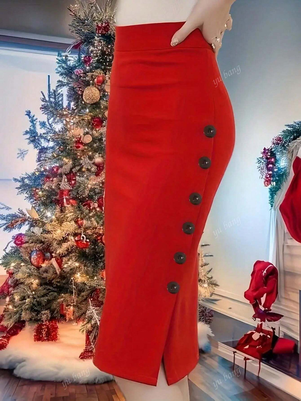 Summer Elegant Waist Band High Waisted Pencil Skirt