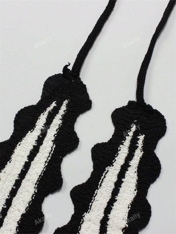 Summer Fashion Women's Sexy Striped Bikini Casual Vest Halter Beach Boho Style Color Contrast Short Suit