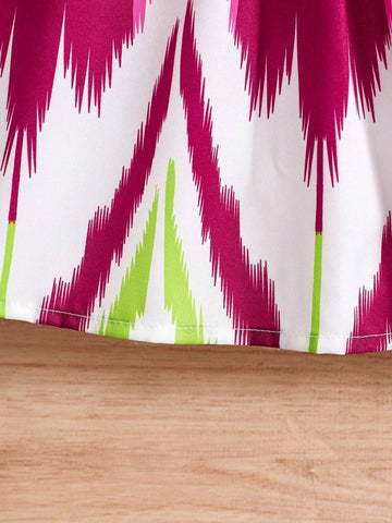 Summer Girls" Fashionable Digital Printed White Babydoll Collar Cute Dress With Patchwork
