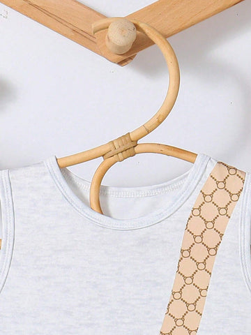Summer Girls" Stylish Sleeveless Dress With Bear Animal Print And Fashionable Hem Design