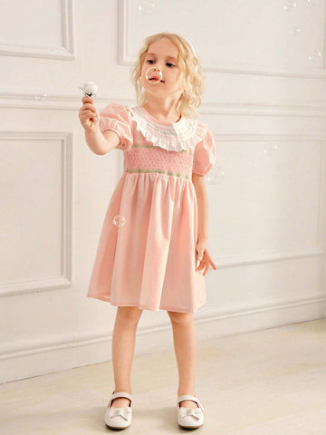 Summer New Arrival Young Girls' Sweet Embroidered Princess Dress With Decorative Ruffle Edge