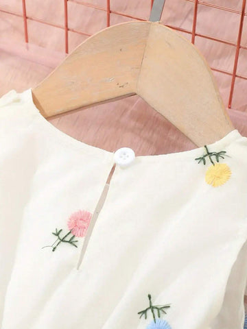 Summer New Embroidered Mesh Sleeveless Dress For Toddler Girls