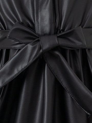 Summer New Fashionable Sleeveless And Lapel Collar Joint Dress With Waistband For Toddler Girls