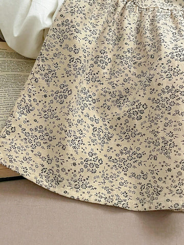 Summer New Peter Pan Collar Floral Short Sleeve Princess Dress