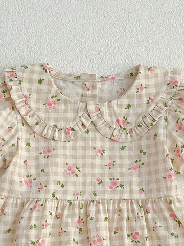 Summer New Style Girls' Printed Short Sleeve Dress, Baby Girls' Princess Dress
