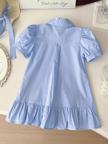 Summer New Style Young Girl Shirt Dress Cute Rabbit Casual Princess Dress