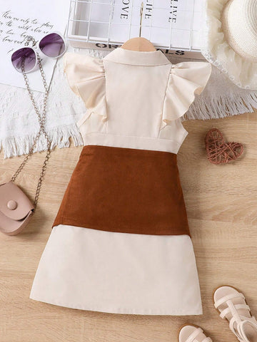 Summer New Toddler Girls" Bubble Sleeve Shirt Dress With Belt