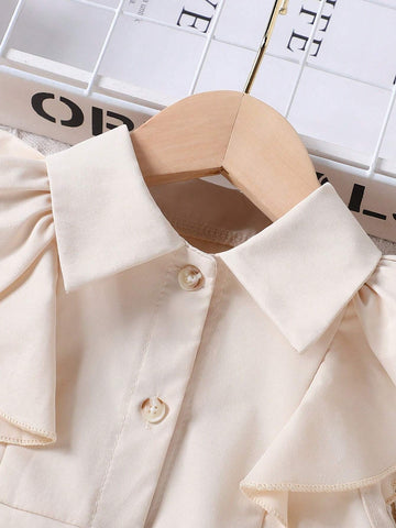 Summer New Toddler Girls" Bubble Sleeve Shirt Dress With Belt