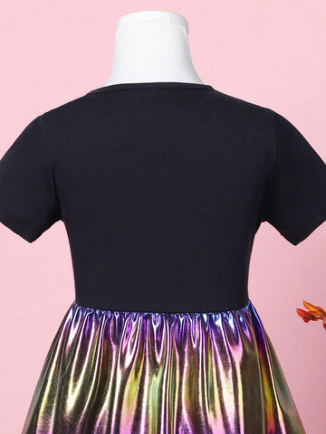 Summer Short-Sleeved A-Line Unicorn Embroidered Casual Dress SH1722 For Little Girls