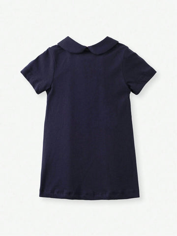 Summer Short Sleeve Cartoon Horse Polo Dress For Girls
