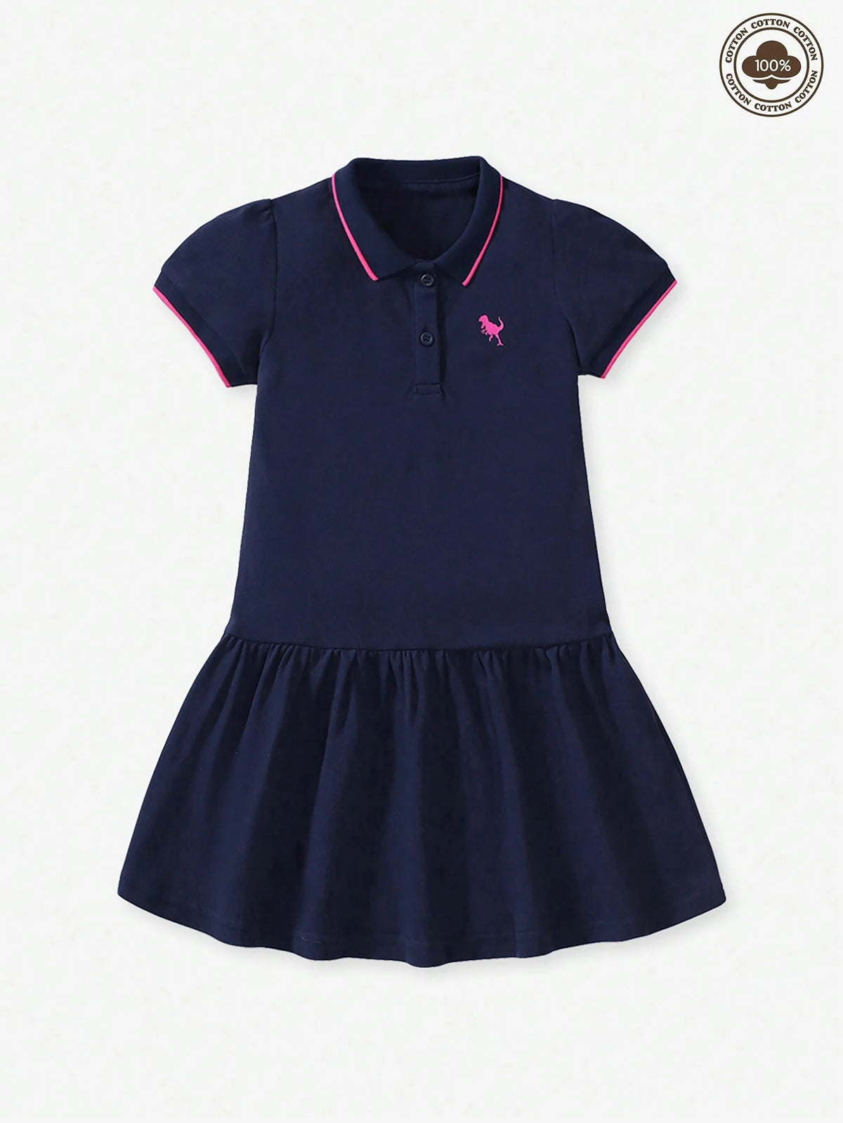 Summer Short Sleeve Cotton Princess Dress For Girls With Heat Transfer Print