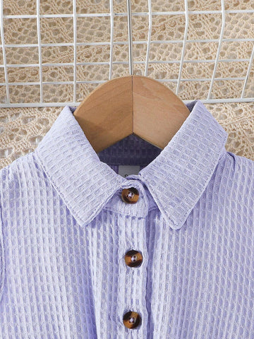 Summer Sleeveless Button-Up Minimalist Style Dress For Girls