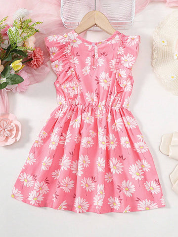 Summer Sleeveless Dress For Girls Fashionable Sweet And Casual Style Children Refreshing Breathable Waist-Cinching Dress