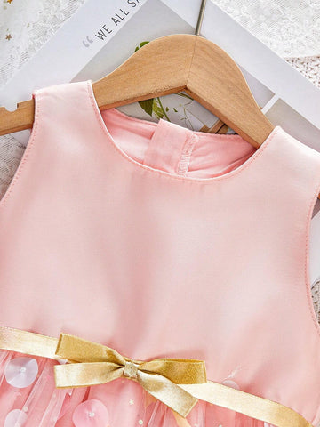 Summer Sleeveless Girls Dress With 3D Star And Moon Decoration For Toddler Girls