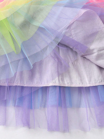 Summer Sleeveless Mermaid Princess Dress For Girls With Five-Layer Gradient Mesh, Ideal For Girl's Birthday Party Outfit
